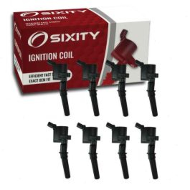 8 pc Sixity Ignition Coils for 2003-2005 Ford E-350 Club Wagon 5.4L V8 - Curved Boot Coil Pack