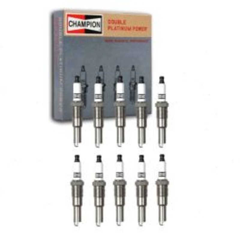 10 pc Champion Double Platinum Spark Plugs for 2005-2008 Ford F-350 Super Duty 6.8L V10