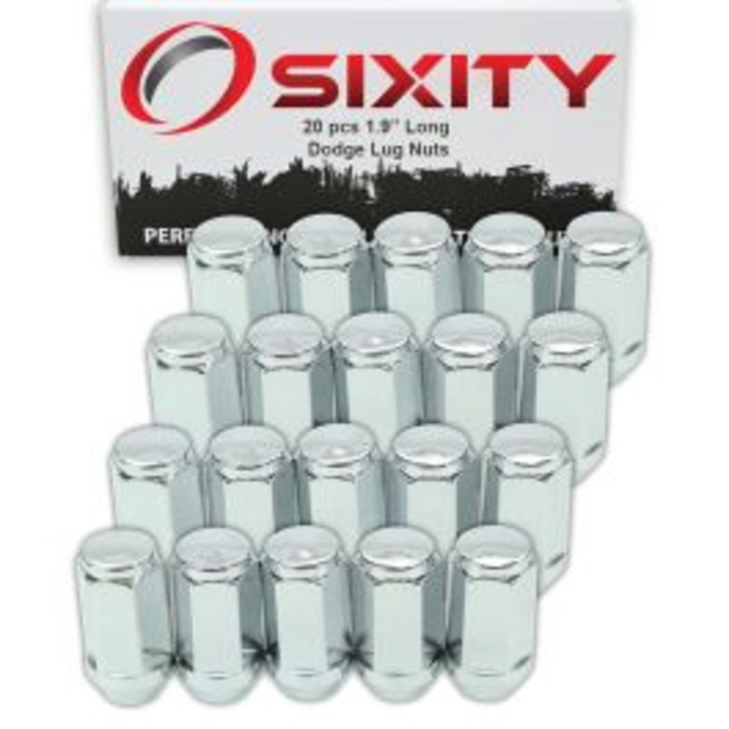 Sixity 20 pc 1.9" Chrome Bulge Acorn Wheel Lug Nuts - Dodge Durango Dakota Ram 1500 Van