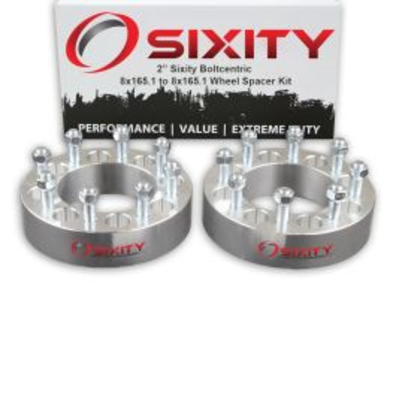 Sixity 2 pc 2" Inch Thick 8x165.1 Wheel Spacers 9/16-18tpi 1.75in Studs Lugs