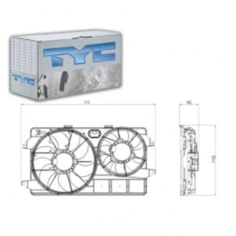 TYC 622370 Dual Radiator & Condenser Fan Assembly