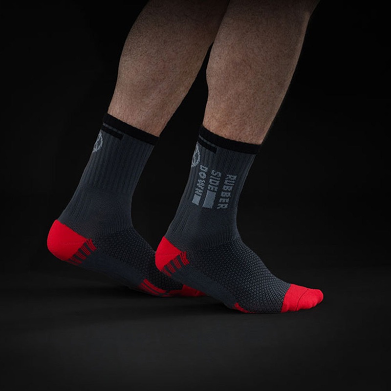 Rubber Side Down Unisex Trail Socks - S - Grey - Black